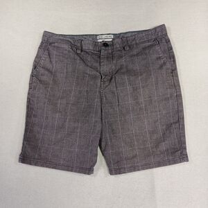 Billabong Shorts Mens Size 34 Fits 36 Gray Check Flat Front Chino Prep Ivy Style